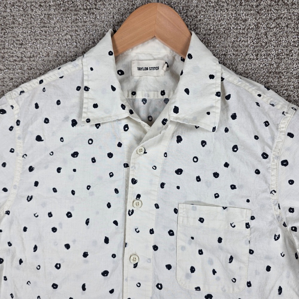 Taylor Stitch The Hawthorne Mens Short Sleeve Camp Shirt Size 36 Small Brush Dot